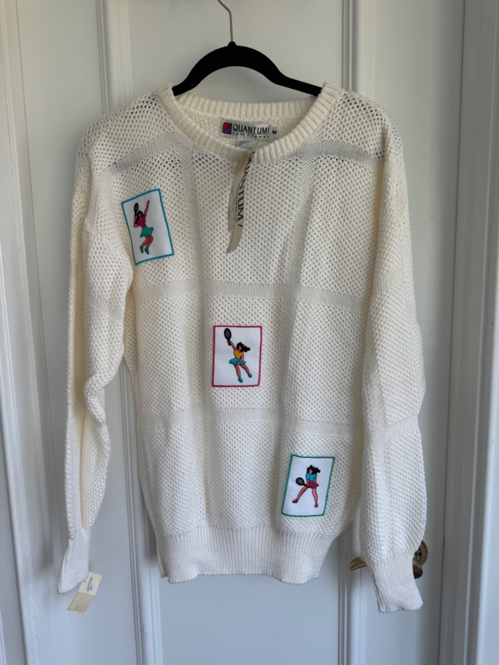 Quantum Sportswear Vintage Knitted Tennis Patch Sweater - Medium New With Tags